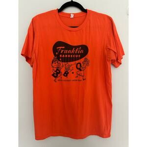 Franklin Barbecue Anvil Soft Orange Tee T-Shirt Medium Womens M Austin Texas BBQ